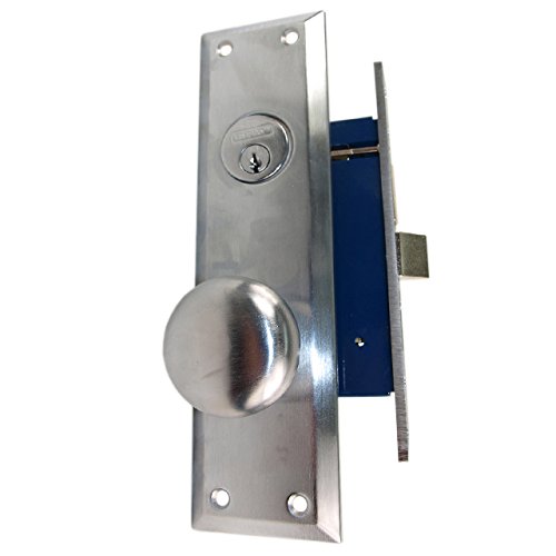 (Like Marks 91A/26D) 510026AL Satin Chrome 26D Left Hand Heavy Duty Mortise Entry Lockset, Surface Mounted Screw-on Knobs Lock Set