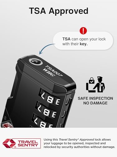 Puroma TSA Approved Travel Luggage Locks, 4 Pack Black 4 Digit Resettable Combination Code Lock with Zinc Alloy Body for Suitcase, Backpack, Laptop Bag, Gym Locker, Toolbox - 2