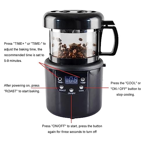 Cozimento E Resfriamento 2 Em 1, Torrefação Cronometrada, Torradeira Elétrica Café, Elétrica Sem Fum