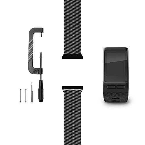 C2D JOY Compatible with Garmin Vivoactive HR Replacement Bands Accessory (Pins and Pin Removal Tool) Metal Weave Strap for Daily Wear Accessories Watchband - 1601, M/6.1-8.1 in.