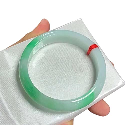 Natural Burmese Jade Bangle Bracelet - Grade A Light Green Retro Icy Jadeite for Women, Genuine Jade, Motherhood Gift, Elegant Gemstone (Size: 50-52MM)