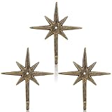 Otoolling 3 Pcs Cast Iron 8 Pointed Atomic Starburst Cute Wall Hooks Mid Century Star Hooks Modern Decor Easy Install Decorative Towel Hook for Coats Aprons Hats Vintage and Eclectic Decor