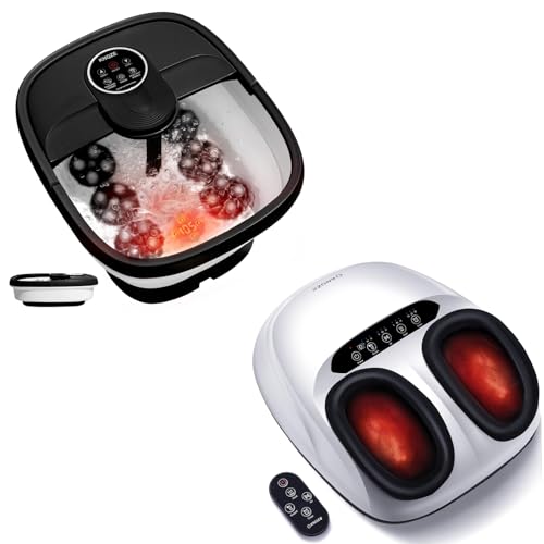 KNQZE Collapsible Foot Spa Electric Foot Bath with Heat Foot Massager Machine with Heat, Shiatsu Deep Kneading Foot Massager with Remote, Compression, Multi-Massage Modes