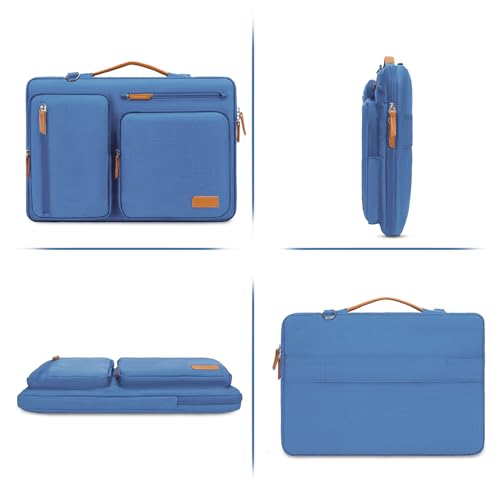Image of MOSISO 360 Protective Laptop Shoulder Bag,15-15.6 inch Computer Bags Compatible with MacBook Pro 16 inch, HP, Dell, Lenovo, Asus Notebook,Side Open Messenger Bag with 4 Zipper Pockets, Cadet Blue