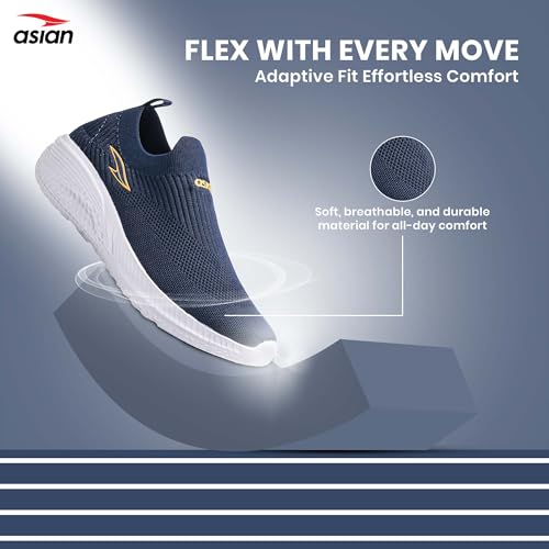 Image of ASIAN Storm-41 Walking Shoes for Men | Lightweight Slip-On Sneakers with Arch Support, Memory Foam Cushion & Breathable Mesh Upper | Comfortable Shoes for Walking & Travel