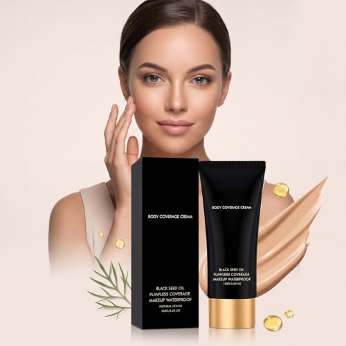 Podkład i korektor do ciała z olejkiem z czarnuszki, wodoodporny, nie rozmazujący się, o pełnym kryciu, naturalny bronzer rozświetlający, długotrwały makijaż ciała do wszystkich odcieni skóry,2PCS