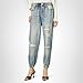 [BLANKNYC] Womens French Terry Distressed Printed Denim Jogger, Comfortable & Stylish Pants, Blue, X-Large US