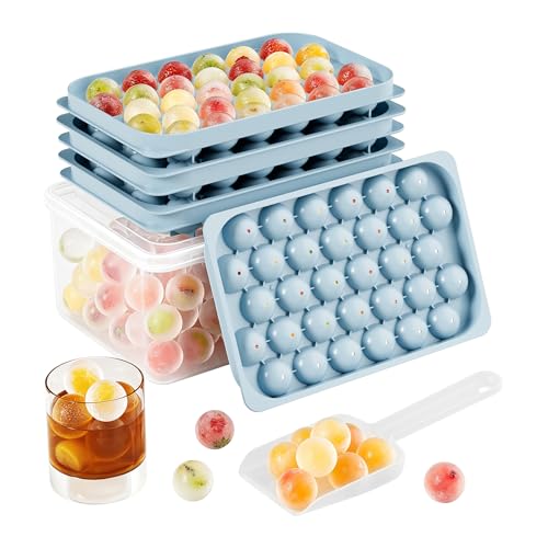 Image of 3 Pack Ice Cube Trays For Freezer,96 Pcs Small Round Ice Trays For Freezer With Lid and Bin,Sphere Ball Ice Mold,Circle Ice Cube Tray,For Chilled Whiskey Cocktails Bourbon Drinks Coffee Juices