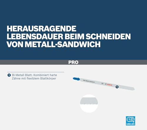 Bosch 3x Stichsägeblatt T 718 BF Metal-Sandwich (für Metall-Sandwich-Paneelen, Zubehör Stichsäge) – Ansicht 5