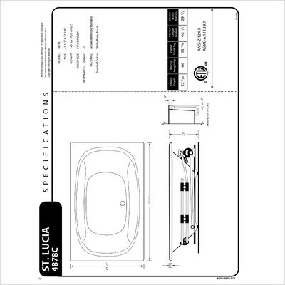 St. Lucia 48 x 72 x 23\" Rectangular Soaking Bathtub Color: White, Tile Flange: Yes, Front Skirt: No - Thumbnail 4