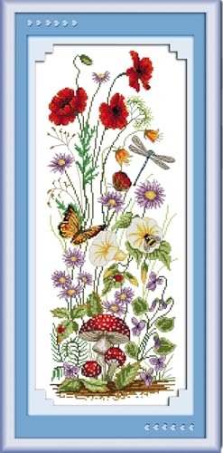 Image of JOYSEWING Stamped Cross Stitch Kits for Adults, Preprint Cross-Stitch Needlepoint Kits Embroidery for Beginners,11CT Cross Stitch Patterns DIY Craft Kits-(Welcome the Spring(11CT) 11.02 x27.17 inches