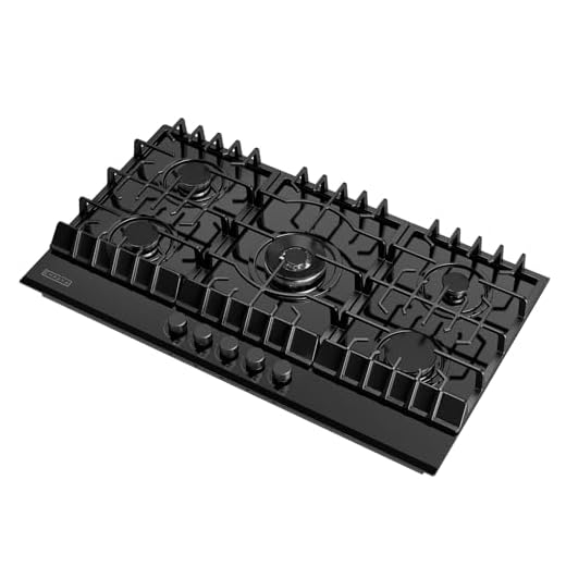 Empava 36" Gas Stove Cooktop NG/LPG Convertible with 5 Italy Sabaf Sealed Burners in Black Tempered Glass, 36 Inch