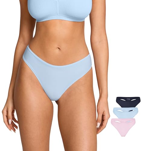 Image of Magneticfit Women's Low Rise Thong | 3 Pack, Soft Stretch Fabric, 100% Cotton Lining, Tagless Comfort, No Cut Finishing, Sexy Underwear, Panties