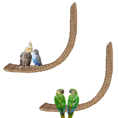 Tapete de grama marinha de 99 x 18 cm, tapete de rede de pássaros tecido de grama natural, brinquedo