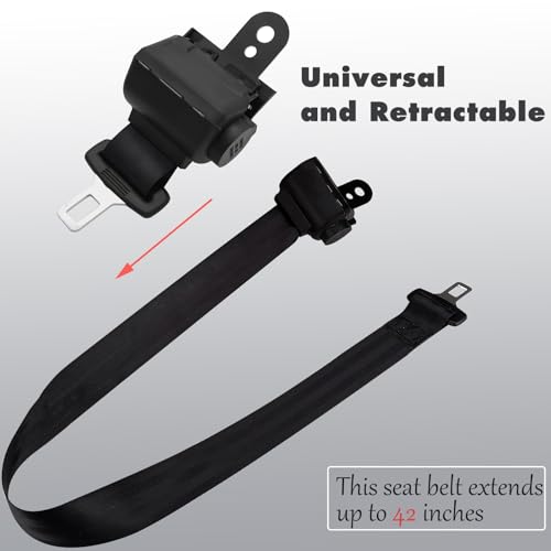 HOOTO Golf Cart Seat Belts(4 Pack), Universal Golf Cart Seat Belt Kit for Yamaha Club Car EZGO Go-Kart ATV UTV, 42\" Retractable Club Car Seat Belts (Without Mounting Bar)