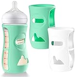 LOTBILL 2 Pack Silicone Bottle Sleeves for Avent Natural Glass Baby Bottles, Protection and Insulation, Glass Baby Bottle Sleeve Compatible with Avent Glass Bottles 8 oz, Dishwasher Safe (8oz)