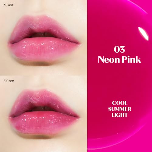 Image of ETUDE Dear Darling Oil Tint #3 Neon Pink (0.14 fl.oz) | High Moisturizing and Strong Hydrating Lip Oil /Lip Gloss | Smooth and Moist Lips | Non-Sticky Lip Oil Tint For Dry Lips | K-beauty