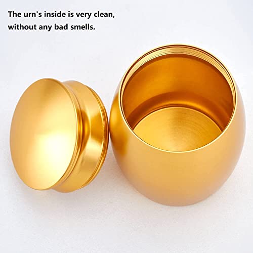 Image of Small Gold Cremation Urn for Human for Women Men with Velvet Bag | 2.6x1.7Inch Aluminum Mini Keepsake Urns for Ashes Adult Male /Female with Angel Wings