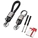 Produktbild 2 Stück Schwarz schlüsselanhänger geflochten Set,Edel Abnehmbar PU Leder Geflochtenes Seil Schlüsselband mit Silber Zink-Legierung für Herren Damen Jungen Partner Paar Couple Papa Freund Geschenk