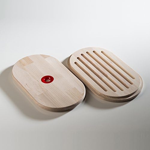 Omada Design breadbox or Container for Bread, 13.38 x 7.48 x 6.69 inch with 211.17 fl oz Capacity and lid for Cutting Board, Suitable for Preserving The Freshness of Food and Space-Saving, Woody Line