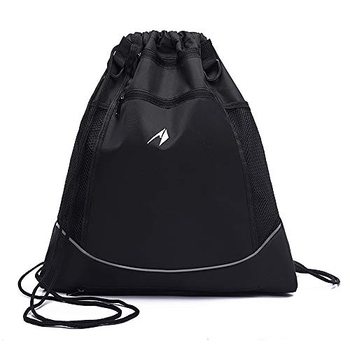 STAY GENT Drawstring Basketballrucksack Sportbeutel für Jungen Faltbarer Fußballrucksack Turnbeutel Fußball Tasche Sackpack Sportsack mit Ballnetz für Volleyball Baseball Yoga Rucksack Mädchen Schwarz