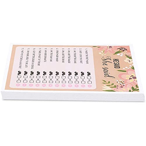 Floral Bridal Shower Games, He Said She Said Guessing Game for Wedding (50 Pack) - Thumbnail 5