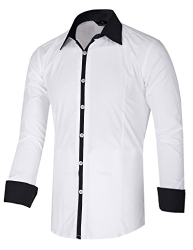 Paul Jonesmen's Shirt Fashion Shirts For Men Long Sleeve Slim Fit White (S) Cl1171-5 #TOP4
