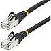StarTech.com 25ft CAT6a Ethernet Cable - Low Smoke Zero Halogen (LSZH) - 10 Gigabit 500MHz 100W PoE RJ45 S/FTP Black Network Patch Cord Snagless w/Strain Relief (NLBK-25F-CAT6A-PATCH)