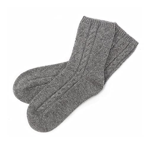 Image of 100% Pure Cashmere Women's Sleep Socks, 3-Ply Ultra Soft Cozy Cable Knit, Luxury Bed Socks for Warmth, Comfort, and Lounging (Grey)