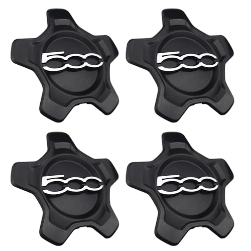 omoZone Wheel Center Cap Cover Black 4pcs Compatible with 2016-2022 Fiat 500X Replaces 6AN68LXHAA