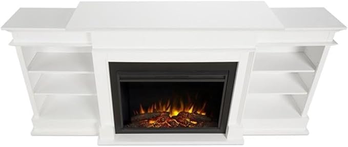 BOWERY HILL Chimenea Eléctrica TV Stand 92" Blanco y Negro miniatura 6