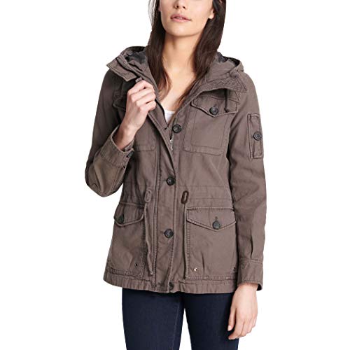 Levi's Women's Cotton Four Pocket Hooded Field Jacket, Grey, Large #TOP4