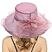 Women Organza Church Derby Hat Wide Brim Sun Hats for Tea Party Wedding Fascinator Hat Fashionable Wide Brim Fedora (Purple, One Size)
