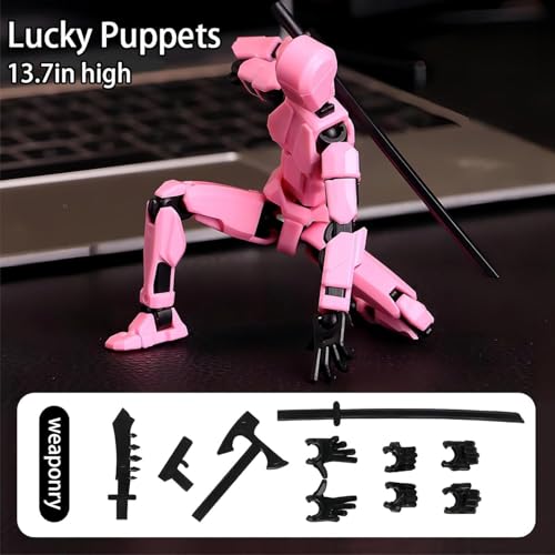Image of Home Dcor|Pink T13 Mechanical Dummy Robot - Pre-Assembled 3D Printed Multi-Jointed Figurines, Perfect Desk Decoration and Collectible.