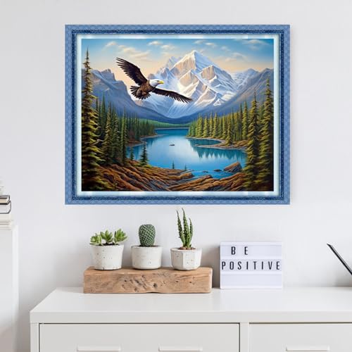 Image of Dooxvey Cross Stitch Kits for Adults Beginners,Full Range of Cross-Stitch Stamped Kits Needlepoint Kits for Beginners Embroidery Kits 11CT Cross Stitch Patterns-Mountain Flying Eagles 16x20 inch