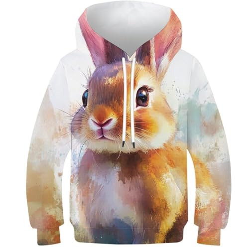 Sweat à capuche enfant lapin coloré pour filles et garçons de 12 à 14 ans