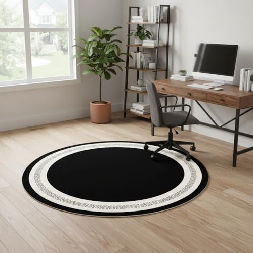 Tapete redondo moderno beige diseño geométrico 60x60 cm miniatura 3