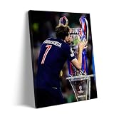 2025 UEFA Champions League Canvas Wall Art, Kvaratskhelia Kissing Trophy Print Poster, PSG Victory Framed Soccer Artwork, UCL Final Munich Decor for Football Fans, Office or Bedroom 11x14inch
