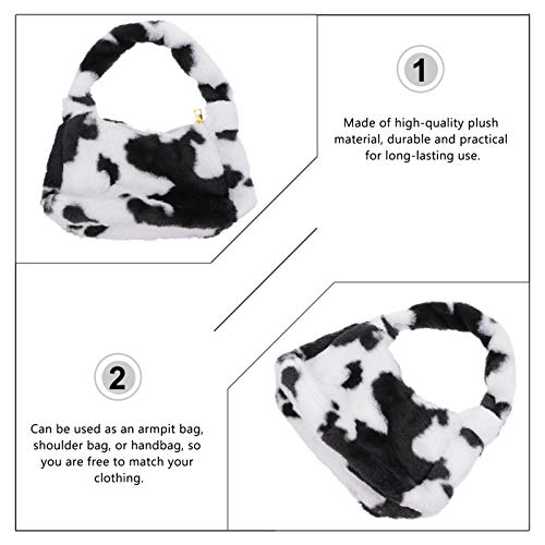 KESYOO Bolsa de Pelúcia de Inverno Moda Leopardo Bolsa de Ombro Com Padrão Listrado Macio Poliéster