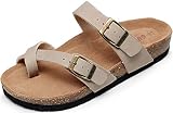 guoluofei Women's Cork Footbed Slide Sandals With Arch Support,Comfortable Summer Beach Sandals For