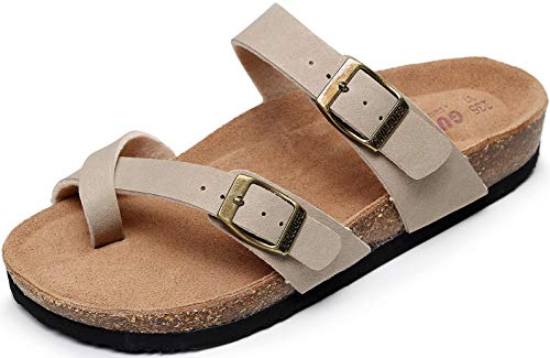 Guoluofei Women's Cork Footbed Slide Sandals With Arch Support,Comfortable Summer Beach Sandals For Women Girls Ladies #TOP7