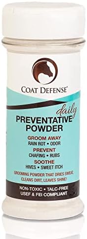 Coat Defense Daily Preventative Powder for Horses - Safe & Effective Equine Sweet Itch, Skin Funk, Scratches, & Rain Rot Treatment - Dry Shampoo for Horses, 8 oz Formula with All Natural Ingredients