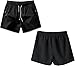 ILZMMAU Ice Silk Shorts Men's Summer Casual Loose Sports Pants,Men's Ice Quick-Drying Plain Solid Color Drawstring Pocket Shorts (Black,M)