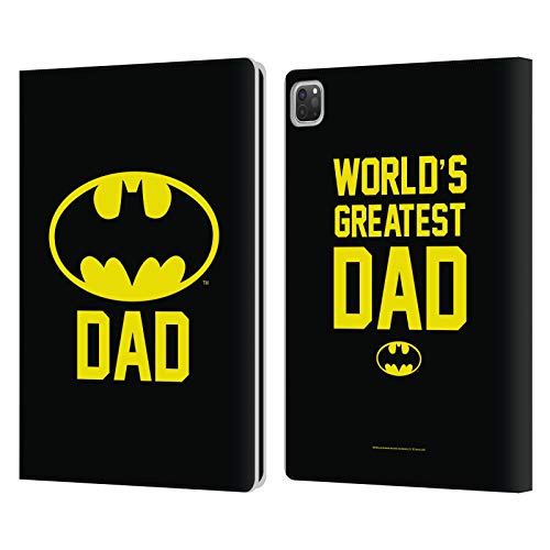 Head Case Designs Officially Licensed Batman DC Comics Batdad Logos Leather Wallet Case Compatible with Apple iPad Pro 12.9 2020/2021/2022