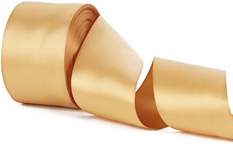 Double Face Satin Ribbon 20 Yards for Party Wedding Home Decoration Handmade Craft (3" Wide, 690 Old Gold)