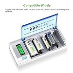 EBL Smart Battery Charger for C D AA AAA 9V Ni-MH Ni-CD Rechargeable Batteries with Discharge Function & LCD Display
