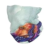 Face Mask Scarf Cover Neck Gaiter Breathable Windproof Bandana Headwear, Rainbow Oil Painting Purple Octopus