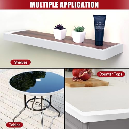 Image of Rubber Edge Trim, 1 Inch(25mm) Self Adhesive Peel and Stick Edge Guards, Flexible U Shaped Strip for Kitchen &Garbage Drawer Fronts, Cabinets, Desks and Shelfves, White, 10Ft