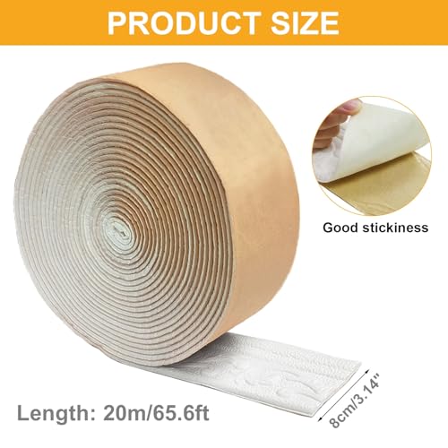 Hengrongshen Bordüre Selbstklebend Weiß 20m x 8cm x 5mm Selbstklebende Bordure,Wandbordüre Tapetenbordüre Selbstklebend Wasserdicht Bordüre 3D,Fliesen Bordüre Roll Border Trims für Decken Dekoration