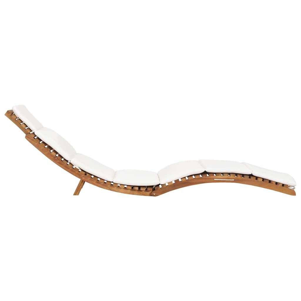 Lettini Prendisole 2 pz con Cuscini in Legno Massello di Teak per Esterno, Pieghevoli Regolabili, Letto Solarium da Giardino, Relax in Balcone o Patio, 175x50x55 cm, Bianco Crema